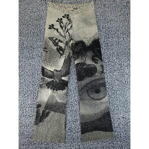 Paloma Wool Graphic Knit Trousers Black White Jacquard Floral Eye Pants Medium